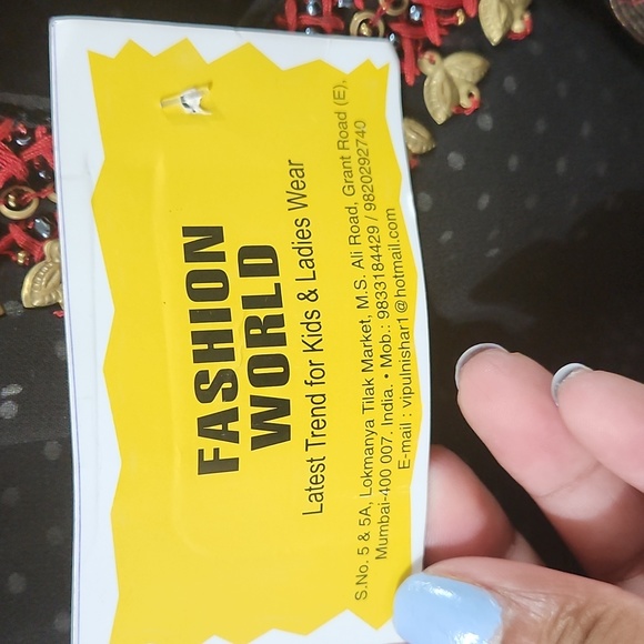 Black, with Red and Blue Accent Kurti - Picture 3 of 3